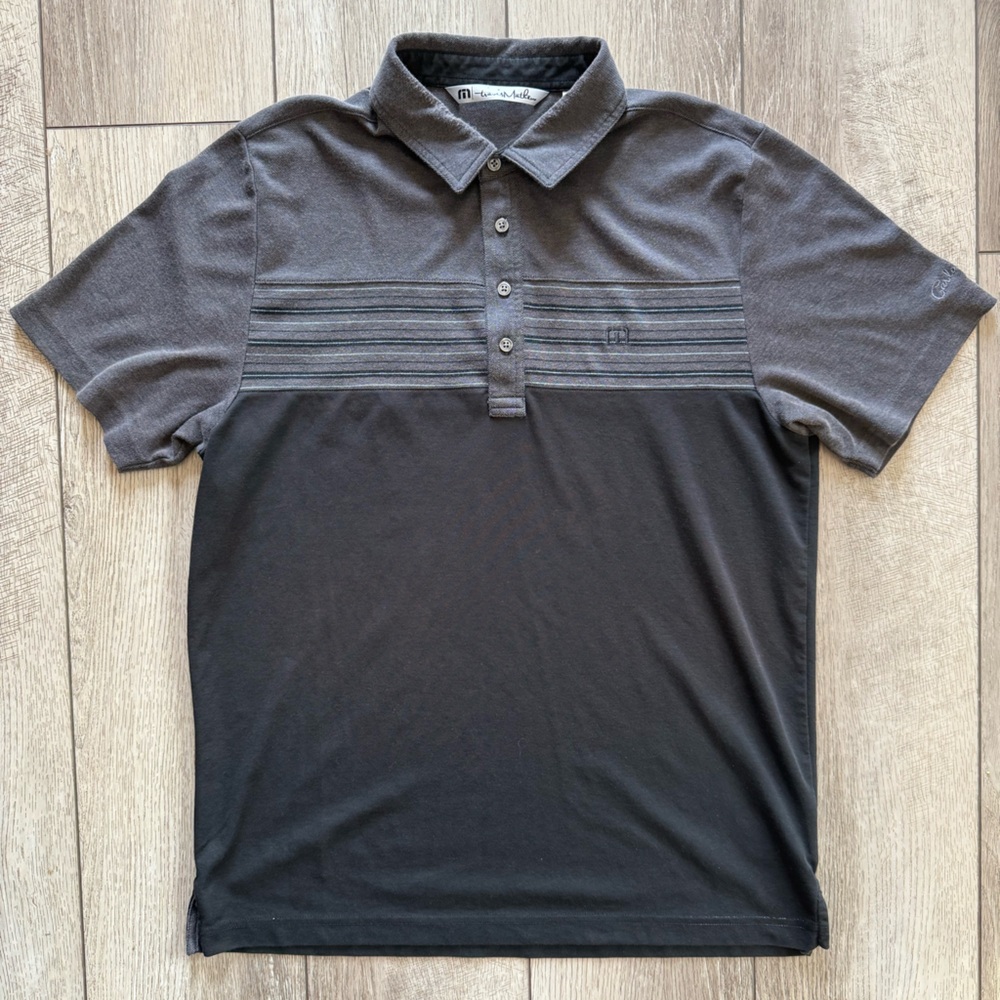 Travis Mathew Men’s Large Black and Gray Polo Shirts Casual Comfort